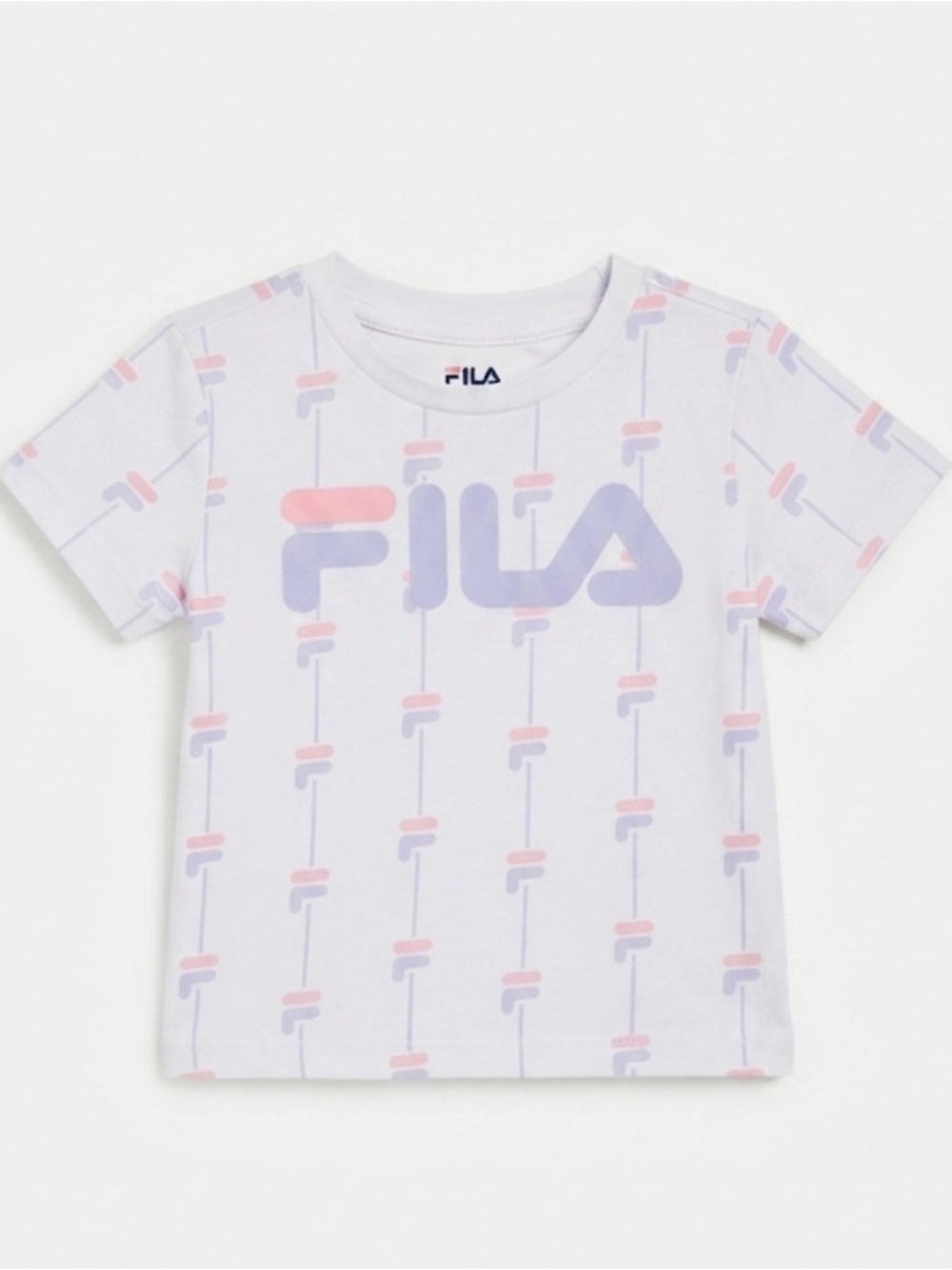 Fila White Tee with Lavender and Light Pink Logo Accents Girls 4-6